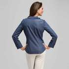 Camicia a righe con bordo a pieghe sottili, , small