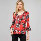 Top floreale con volant, Rosso cardinale multicolore, small